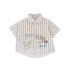 Camisa de estilo japonés para niños 2026 verano nuevo estilo niños manga corta dibujos animados rayas top bebé casual dibujos animados versátil