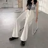 Pantalones Blancos para Mujer, Nuevo Estilo Otoño, Tendencia Streetwear Retro Estilo Harajuku, Pantalones Casuales de Pierna Ancha de Cintura Alta