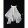 Véu adereços de fotografia de celebridade da internet com luz flash barraca luminosa cocar de camada dupla infantil laço de tule branco