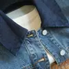 Chaqueta Casual Corta de Mezclilla Retro con Bloques de Color y Solapa Chaqueta de Mezclilla para Mujer Modelo Nueva Temporada Primavera y Otoño