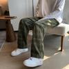 Pantalones de pana a cuadros para hombre, estilo Ins moderno 2026 Primavera y Otoño Estilo Hong Kong Sueltos Casual Largos Rectos Pantalones de Chándal