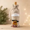 Saco de Juta para Vinho Tinto de Natal Boneco 3D Manga Decorativa para Garrafa de Vinho Festa de Festival Transfronteiriça Saco de Armazenamento de Proteção para Vinho Tinto