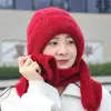 Chapéu de Lã Retro Confortável Novo para Mulheres Outono e Inverno Processamento Personalizado Chapéu de Lã Espessado Chapéu Cachecol Integrado Chapéu de Neve