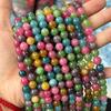 Turmalina de Colores Cuentas Redondas Cuentas Sueltas Turmalina de Color Imitación Piedra de Cuarzo Begonia Jade Cuentas Accesorios para Joyería Listos para Usar