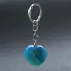 Colgante con Forma de Corazón Transfronterizo 30*12mm Llavero Piedra Natural Cristal Rosa Corazón de Melocotón Joyería DIY Más Vendida