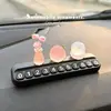 Placa de número de teléfono para coche, todo va bien, placa de número de aparcamiento temporal, decoración creativa para coche con diseño de lichi luminoso