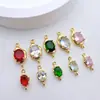Colgante Ovalado Doble de Circonita Chapado en Oro con Borde de Cobre Materiales para Pendientes Pulsera Collar Pasador Hechos a Mano