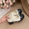 Zapatos Mary Jane estilo Chanel para mujer, nueva colección otoño 2026, diseño de punta poco profunda con lazo, tacón grueso, versátiles para combinar con faldas, zapatos de cuero estilo JK