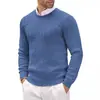 Suéter de Punto para Hombre Estilo Comercio Exterior 2026, Cuello Redondo, Ajuste Delgado, Manga Larga, Patrón Trenzado, Color Sólido, Camiseta Básica de Punto Simple para Hombre