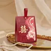 Caixa de doces de casamento Xido estilo chinês com peônia dourada, caixa de presente de casamento para segurar na mão, bolsa de doces de casamento de alta qualidade e elegante