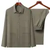 Traje Tang Marca Lobo da China Setentrional para Homens de Meia-Idade e Idosos, Manga Longa Respirável, Novo Estilo Chinês para Vovô, Primavera e Verão, Estilo Chinês, Algodão para Papai