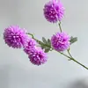 Simulação de 5 crisântemos de bola pequena cebola de alho rede vermelha display doméstico flores decorativas pequenas flores frescas crisântemo de bola flores artificiais