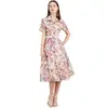 Comercio exterior ropa de mujer toma real en stock estampado cintura gran vuelo vestido camisa commuter retro cinturón