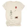 Camiseta feminina independente da Amazon, da moda, única e divertida, com caveira "well shit", balão, rosa, gola redonda e manga curta