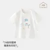 Camiseta de verano delgada con estampado de dibujos animados de manga corta Jingqi para niños y niñas, top suave y amigable con la piel para bebés