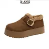 Sapatos Birkenstock Originais de Couro com Solado Grosso Totalmente Fechados para Mulheres Sapatos de Pão de Gengibre Inverno com Acolchoamento de Veludo Espesso Quente Sapatos de Algodão Slip-on Botas de Neve