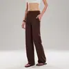 Calça de yoga feminina estilo minimalista, calça pantalona com efeito de caimento, cordão, modelagem solta, esportiva, que levanta o bumbum, calça reta, calça levemente flare