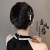 Horquilla de ébano antigua para mujer, nueva placa para el cabello de alta gama de estilo chino, broche para el cabello en la parte posterior de la cabeza, horquilla para el cabello Hanfu, tocado de falda de caballo