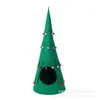 Casa Lavable para Gatos de Interior Cama para Gatos Esterilla para Gatos Nido de Fieltro para Gatos Árbol de Navidad Paraíso para Mascotas Nido de Gato Verde Navideño
