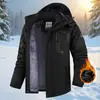 Nueva Chaqueta de Algodón de Invierno Casual Versátil Acolchada de Terciopelo Cálida Abrigo de Algodón Ropa Exterior Pareja Mediana Edad Transfronterizo Hombre Negro