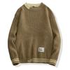 Otoño e Invierno 2023 Nuevo Tejido de Punto para Hombre Ins Estilo Japonés Trbottomyy Camiseta Básica Gruesa para Hombre Tejido de Punto Holgado de Cuello Redondo para Hombre
