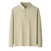 Camisa polo de manga larga para hombre de alto volumen para comercio exterior transfronterizo, con cuello camisero, transpirable, ropa casual de negocios para hombre, color liso, adecuada para papás