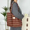 Nuevo Bolso de Hombro de Lana Otoño e Invierno, Bolso Tote Versátil de Alta Calidad, Bolso Cuadros Moderno para Estudiantes, Clases y Viajes