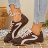Tênis de Treino Alemão Color Block Retrô Transfronteiriço Feminino Sapatos Casuais Planos com Cadarço Camurça Sintética Leve Tamanho Grande Comércio Exterior Sapatos Femininos Forrest Gump