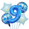 Globo de Aluminio Digital Azul de 32 pulgadas para Fiesta de Cumpleaños, Set de Globos Estrella, Decoración, Accesorios de Ambiente para Fotografía