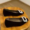Zapatos de Salón de Corte Bajo con Aumento de Altura, Zapatos Planos de Gamuza para Mujer con Hebilla Cuadrada, Zapatos Versátiles de Moda, Nuevo Punta Cuadrada Pequeña con Pedrería