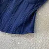 Nueva colección de principios de primavera: un corsé de pescado azul zafiro estampado, elegante y estilizado, de corte ajustado, que realza la figura y es versátil, para mujer