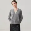 Nuevo cárdigan de cachemira de color liso para mujer Otoño e Invierno Top de punto con ribete de encaje en V Cálido abrigo