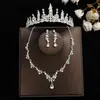 Coroa elegante de noiva Mori Super fada cocar conjunto de três peças novo colar acessórios de casamento brincos de aniversário casamento mulheres