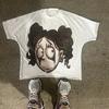 Camiseta de Hombre Harajuku Vintage Estampada de Dibujos Animados Cuello Redondo Camiseta de Hombre Y2K Moda Urbana Americana Oversized Manga Corta