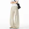 Otoño 2026 Nuevo Estilo Base Blanca Imitación Lino Old Money Pantalones de Pierna Curva M-5XL HK261211-Especial P22