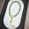 Pulseira Bodhi Estrela e Lua Sombra Verde de Hainan Contas Redondas Contas Budistas de Mão Pulseira de Brincar de Alta Qualidade para Homens e Mulheres Atacado