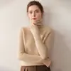 Suéter Pulóver de Punto de Cachemira Sólido Simple y Versátil para Mujer con Corte Holgado y Efecto Adelgazante, Presenta un Cuello Alto Apilado para Usar en Capas