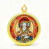 Novo Pingente Thangka Estilo Xizang Cinnabar Doze Signos Zodiacais Oito Divindades Guardiãs Pingente com Mantra de Seis Palavras Tridimensional em Relevo de Face Única