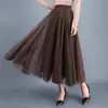 Falda roja de malla de longitud media, falda cuadrada de danza roja de malla de 720 grados transfronteriza, falda de dobladillo grande, falda de línea A adelgazante, que cubre la cadera y adelgazante, malla morada