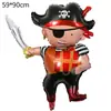 Novo Balão de Filme de Alumínio Navio Pirata Balão Formato Caveira Navio Pirata Decoração de Festa Piratas do Caribe Arranjo