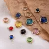 Accesorios de joyería de cobre puro, elegantes y exquisitos, colgante cuadrado con vidrio de color de doble cara con borde, materiales para pulseras y accesorios para el cabello hechos a mano.