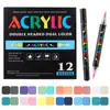 Venta Directa de Fábrica Marcador Acrílico Líquido de Doble Punta y Doble Color Pincel de Punta Suave para Arte Bolígrafo de Color de Gran Capacidad Sin Presión