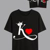 San Valentín Pareja Letra K Q Estampado Moda Cuello Redondo para Hombre
