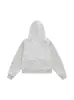 Sudadera con capucha estilo americano de lunares, bolsillo con lazo bordado, dobladillo con volantes, chaqueta corta casual holgada para mujer para otoño, moderna