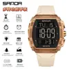 Popular Reloj Electrónico Sanda con Forma de Barril y Pantalla Única, Despertador Impermeable, Reloj de Pulsera para Estudiantes, Reloj Multifuncional con Esfera Grande, Dropshipping