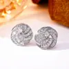 Brincos Stud Redondos Espirais Retrô Totalmente Cravejados em Ouro Multi-Camadas com Zircônia Brilhante Luxo Leve Versátil para o Dia a Dia Acessórios de Brincos