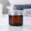 Frasco de Vidro Marrom para Creme 50g Embalagem para Skincare Frasco Simples Portátil para Creme Facial Protetor Solar Frasco Refil