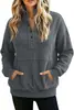 Otoño/Invierno 2026 En Stock Europeo y Americano Amazon Transfronterizo Color Sólido Bolsillo Manga Larga Botón Moda Streetwear Sudadera para Mujer
