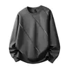 Roupas masculinas plus size, Moletom Disan de gola redonda com linha ribana tridimensional, nova blusa moderna de corte solto para outono e inverno para homens altos e corpulentos