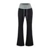 Pantalones acampanados de cintura alta con cordón para mujer, nueva moda de principios de otoño 2026, pantalones casuales deportivos de corte ajustado